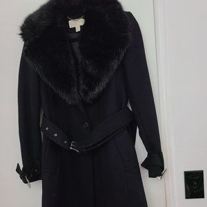 Michael Kors Faux Fur-Collar Wool Coat